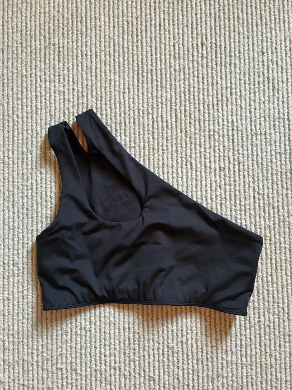 Reformation Black One Shoulder Sports Bra